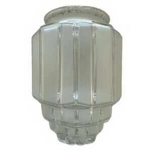 Antique ORIGINAL Frosted Glass Art Deco Skyscrapper Light Shade (Not repro)
